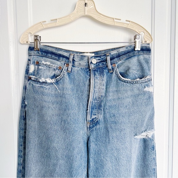 AGOLDE • 90's Mid Rise Loose jean straight distressed Isolate wash ripped baggy - Picture 4 of 15